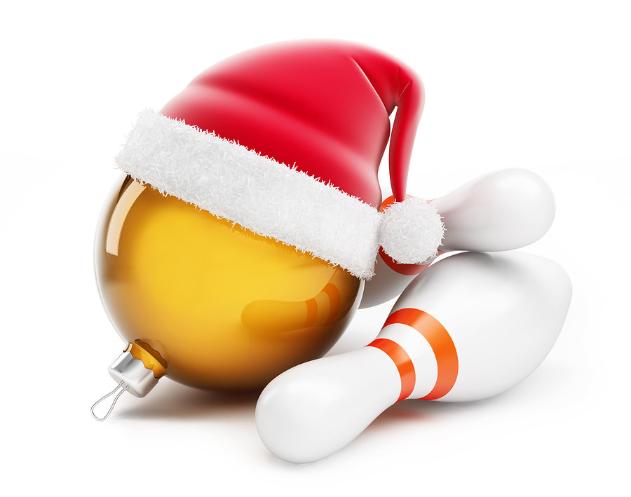 Christmas ball in santa hat Bowling santa hat on a white background 3d Illustrations